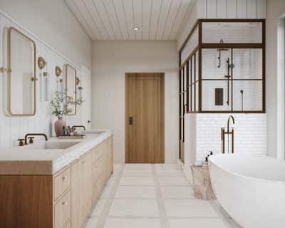  Transitional Apartment Bathroom. Round Hill Road by Atelier Roux LLC.