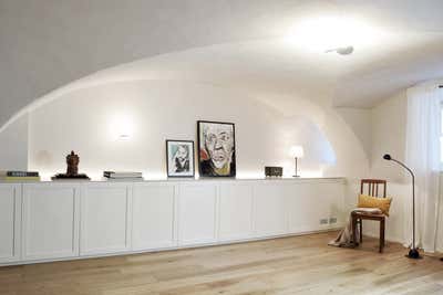  French Family Home Office and Study. INTERIOR DESIGN: Basement with History by AGNES MORGUET Interior Art & Design.
