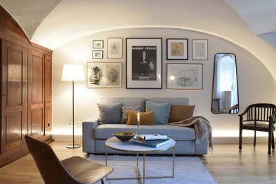  French Family Home Living Room. INTERIOR DESIGN: Basement with History by AGNES MORGUET Interior Art & Design.