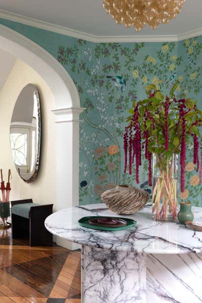  Maximalist Transitional Entry and Hall. Historic Bronxville House by Lava Interiors.