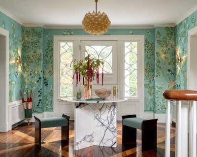  Hollywood Regency Maximalist Family Home Entry and Hall. Historic Bronxville House by Lava Interiors.