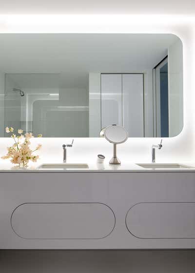  Eclectic Minimalist Bathroom. Museum Tower Apartment by Hines Collective.