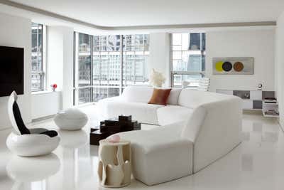  Mid-Century Modern Minimalist Apartment Living Room. Museum Tower Apartment by Hines Collective.
