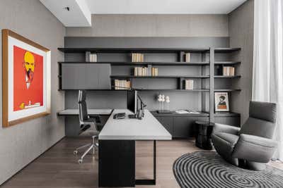 Minimalist Apartment Office and Study. Park Grove Residence by B+G Design Inc.