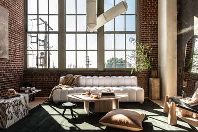  Industrial Contemporary Living Room. Showroom by Aker Interiors.