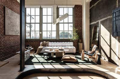  Industrial Contemporary Living Room. Showroom by Aker Interiors.