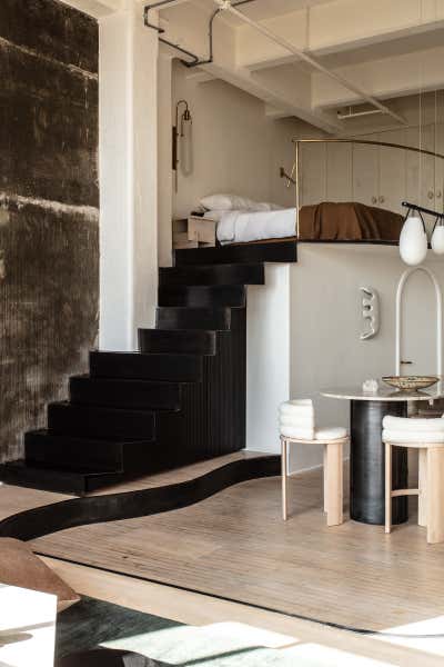  Industrial Contemporary Bedroom. Showroom by Aker Interiors.