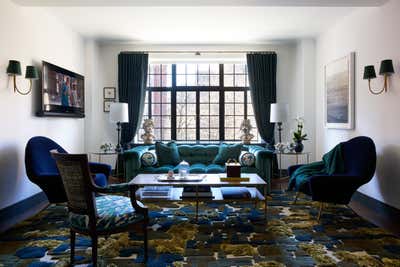  Traditional Mid-Century Modern Transitional Bachelor Pad Living Room. Gramercy Park North by Bennett Leifer Interiors.