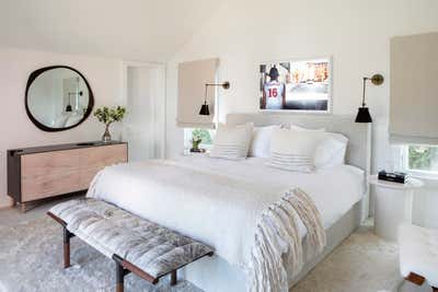 Modern Family Home Bedroom. Wainscott by Jessica Gersten Interiors.