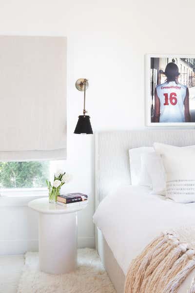 Modern Family Home Bedroom. Wainscott by Jessica Gersten Interiors.
