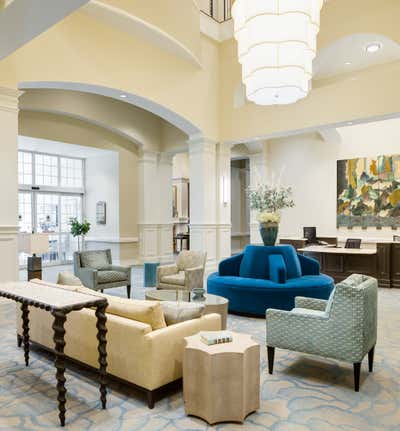 Transitional Lobby and Reception. Surprising Seniors by Thomas Puckett Designs.