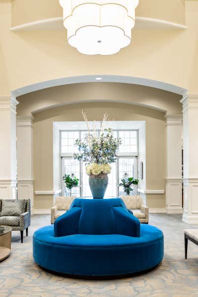  Transitional Traditional Healthcare Lobby and Reception. Surprising Seniors by Thomas Puckett Designs.