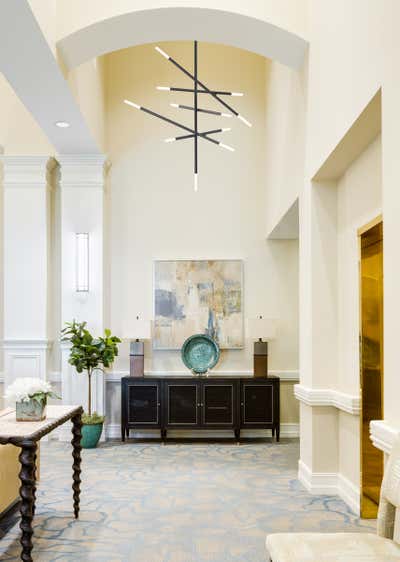Transitional Lobby and Reception. Surprising Seniors by Thomas Puckett Designs.