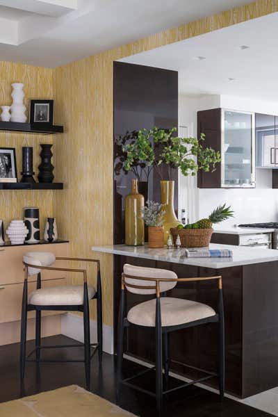  Mid-Century Modern Traditional Apartment Kitchen. Jewel Tone Home by Thomas Puckett Designs.