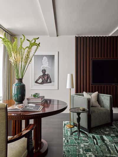  Mid-Century Modern Traditional Living Room. Jewel Tone Home by Thomas Puckett Designs.