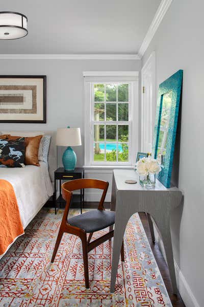  Mid-Century Modern Beach House Bedroom. Brooks Brothers at the Beach by Thomas Puckett Designs.