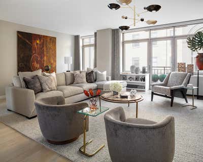  Mid-Century Modern Apartment Living Room. Neutral Territory by Thomas Puckett Designs.