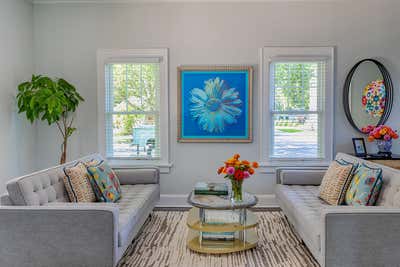  Mid-Century Modern Vacation Home Living Room. Greenport Residence  by Roric Tobin Designs.