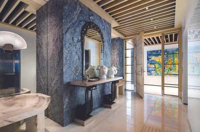  Maximalist Transitional Apartment Entry and Hall. Miami Penthouse by Roric Tobin Designs.