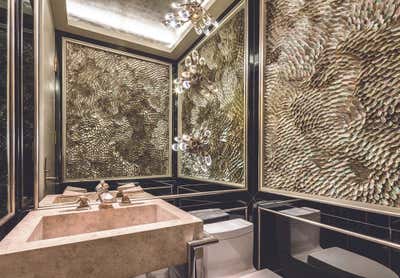  Maximalist Transitional Apartment Bathroom. Miami Penthouse by Roric Tobin Designs.