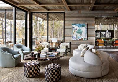  Country Living Room.  Montana Lake House by Peter Dunham Design.