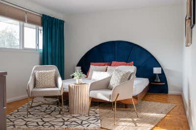  Mid-Century Modern Contemporary Bedroom. Retro Inspired AirBnB by Northern Pearl Design Studio.