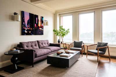  Modern Minimalist Apartment Living Room. East End Avenue  by Torus Interiors.