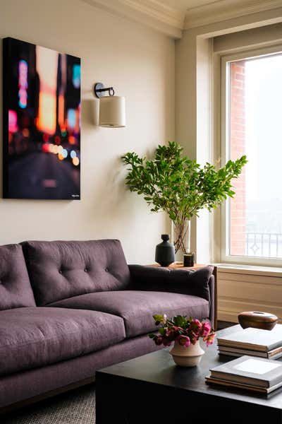  Modern Minimalist Apartment Living Room. East End Avenue  by Torus Interiors.