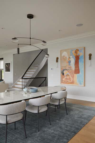  Eclectic Transitional Family Home Dining Room. Westchester River Front by Jessica Gething Design.