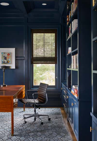  Coastal Transitional Family Home Office and Study. Westchester River Front by Jessica Gething Design.