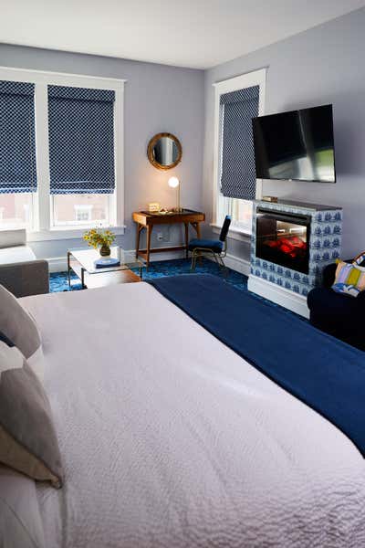  Traditional Mid-Century Modern Hotel Bedroom. Hudson Whaler Hotel by Harry Heissmann Inc..