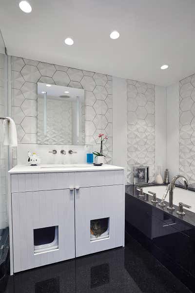  Contemporary Eclectic Apartment Bathroom. Chelsea Cat Lovers Bathroom by Harry Heissmann Inc..