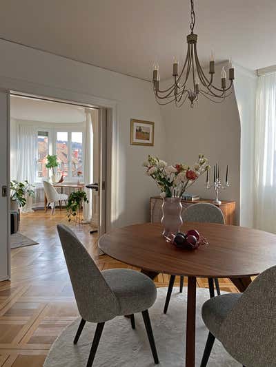  French Eclectic Apartment Dining Room. Zurich Seefeld by Demivista Interior Design.