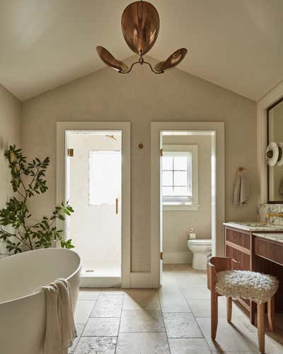 Transitional Family Home Bathroom. Tiburon House by Lauren Nelson Design.