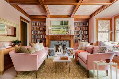  English Country Living Room. Literary Retreat by Lisa Tharp Design.