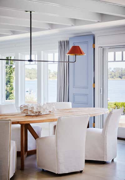  Transitional Organic Beach House Dining Room. Chatham by Lisa Tharp Design.