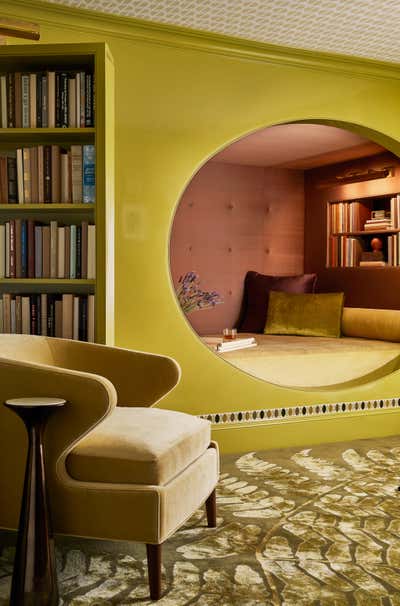  Transitional Mid-Century Modern Family Home Bedroom. Secret Room by Lisa Tharp Design.