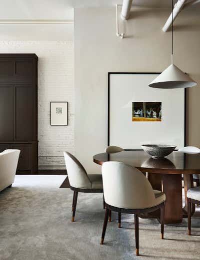  Transitional Industrial Apartment Dining Room. South End by Lisa Tharp Design.