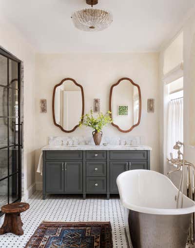  Eclectic Mid-Century Modern Family Home Bathroom. New York Private Residence by Charles and Co. .