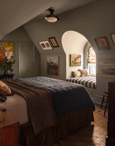 Eclectic Bedroom. San Francisco Pied a Terre by Heidi Caillier Design.