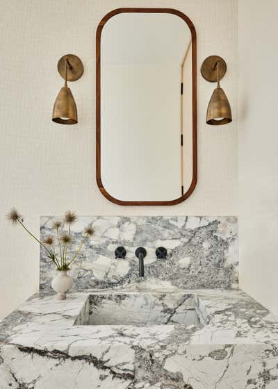  Mid-Century Modern Vacation Home Bathroom. Amagansett Lanes by Monica Fried Design.