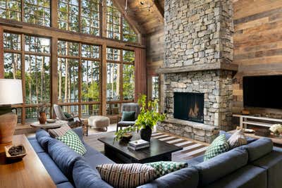  Rustic Vacation Home Living Room. Wisconsin Lake House by Nate Berkus Associates.