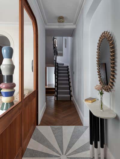  Modern Mid-Century Modern Entry and Hall. Knightsbridge family office by Rebecca James Studio.
