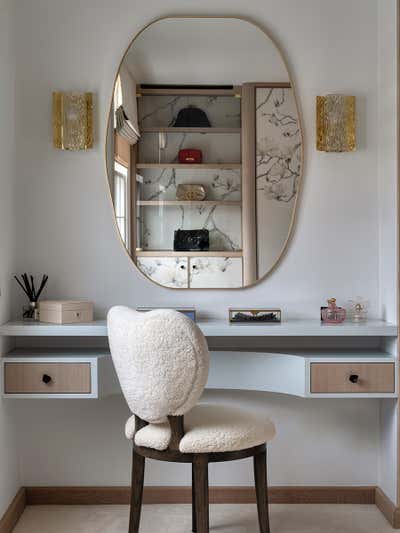  Contemporary Mid-Century Modern Scandinavian Bedroom. Knightsbridge family office by Rebecca James Studio.
