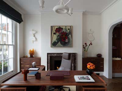  Modern Contemporary Mid-Century Modern Office and Study. Knightsbridge family office by Rebecca James Studio.