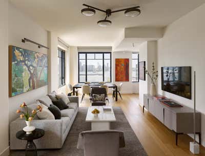 Contemporary Living Room. Tribeca Apartment by Rachel Laxer Interiors.