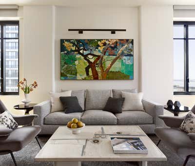 Contemporary Living Room. Tribeca Apartment by Rachel Laxer Interiors.