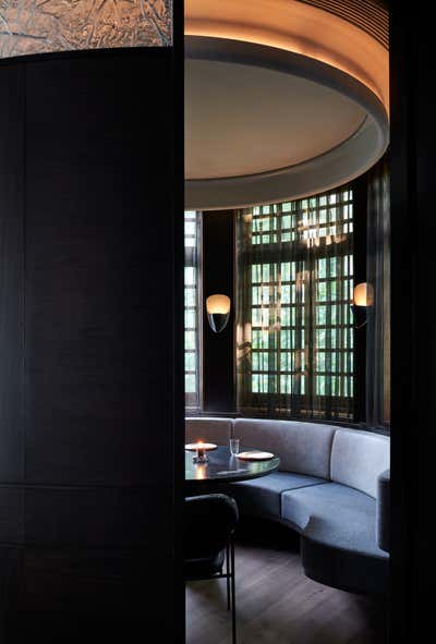  Asian Minimalist Restaurant Dining Room. Esben Holmboe Bang by Chris Shao Studio LLC.