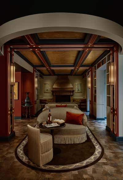  French Eclectic Hotel Bar and Game Room. Hôtel de Montesquieu by Elliott Barnes Interiors.