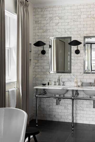  Eclectic Mid-Century Modern Family Home Bathroom. Lakeview Greystone by Wendy Labrum Interiors.